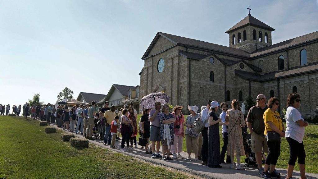 Nearly 2,000 people flocked to the small town. Pic: AP
